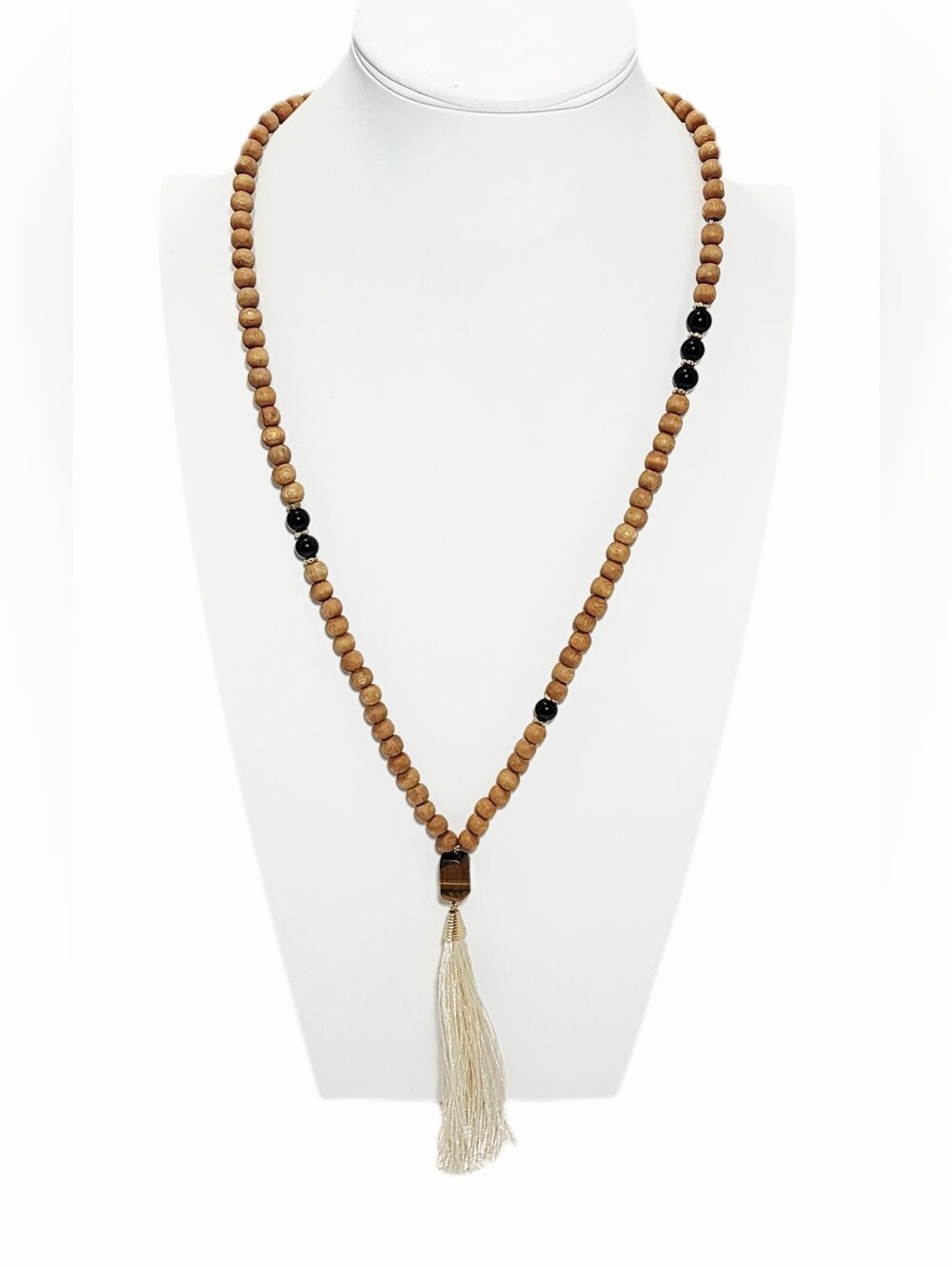 Wood Beaded Tassel Necklace - Country Fabulous!